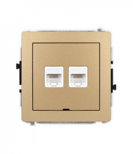DECO Mechanizm gniazda komputerowego podwójnego 2xRJ45, kat. 5e, 8-stykowy, bez pola opisowego Karlik 8DGKBO-2