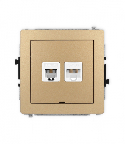 DECO Mechanizm gniazda telefonicznego 1xRJ11 i komputerowego 1xRJ45, kat. 5e, beznarzędziowe, bez pola opisowego Karlik 8DGTKBO