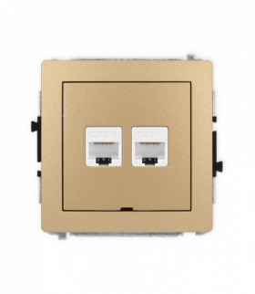 DECO Mechanizm gniazda komputerowego podwójnego 2xRJ45, kat. 6, 8-stykowy, bez pola opisowego Karlik 8DGKBO-4