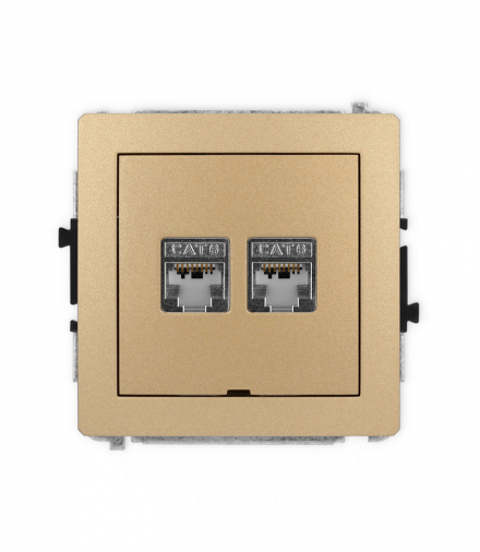 DECO Mechanizm gniazda komputerowego podwójnego 2xRJ45, kat. 6, ekranowane, 8-stykowy, bez pola opisowego Karlik 8DGKBO-6