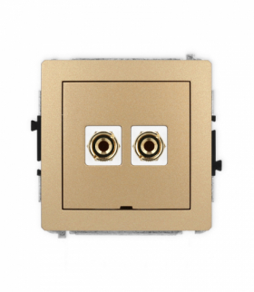 DECO Mechanizm gniazda głośnikowego 1x, bez opisu, bananowe, czerwony i czarny, pozłacany, 4 mm2, do lutowania Karlik 8DGGBO-3