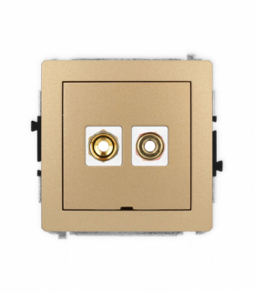 DECO Mechanizm gniazda głośnikowego 1x, bez opisu, bananowe, czerwony i czarny, pozłacany, 4 mm2, skręcany Karlik 8DGGBO-4