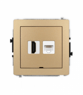 DECO Mechanizm gniazda pojedynczego HDMI 2.0 + gniazda komp. poj. 1xRJ45, kat. 5e, 8-stykowy, bez pola opisowego Karlik 8DGHKBO