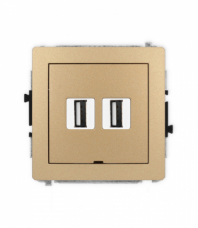 DECO Mechanizm gniazda podwójnego 2xUSB A-A 2.0, bez pola opisowego Karlik 8DGUSBBO-2