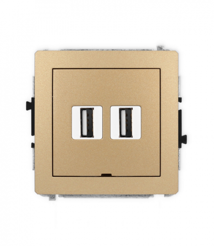 DECO Mechanizm gniazda podwójnego 2xUSB A-A 2.0, bez pola opisowego Karlik 8DGUSBBO-2
