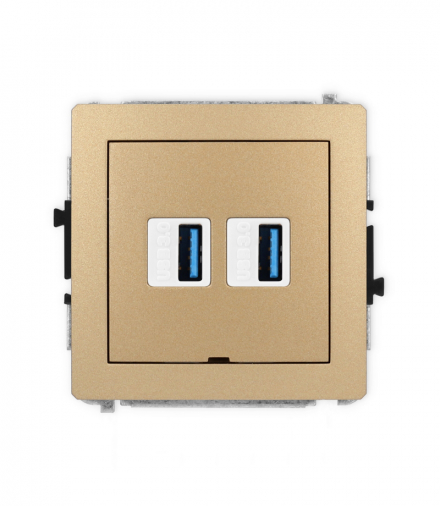 DECO Mechanizm gniazda podwójnego 2xUSB A-A 3.0, bez pola opisowego Karlik 8DGUSBBO-6