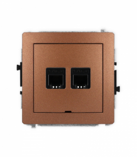 DECO Mechanizm gniazda telefonicznego podwójnego 2xRJ11, 4-stykowy, beznarzędziowe, bez pola opisowego Karlik 9DGTBO-2