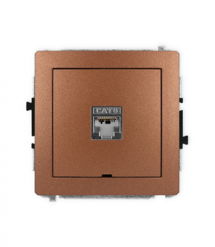 DECO Mechanizm gniazda komputerowego pojedynczego 1xRJ45, kat. 5e, ekranowane, 8-stykowy, bez pola opisowego Karlik 9DGKBO-1e