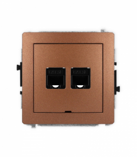 DECO Mechanizm gniazda komputerowego podwójnego 2xRJ45, kat. 5e, 8-stykowy, bez pola opisowego Karlik 9DGKBO-2