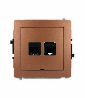 DECO Mechanizm gniazda telefonicznego 1xRJ11 i komputerowego 1xRJ45, kat. 5e, beznarzędziowe, bez pola opisowego Karlik 9DGTKBO