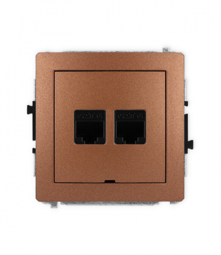 DECO Mechanizm gniazda komputerowego podwójnego 2xRJ45, kat. 6, 8-stykowy, bez pola opisowego Karlik 9DGKBO-4