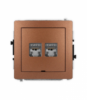 DECO Mechanizm gniazda komputerowego podwójnego 2xRJ45, kat. 6, ekranowane, 8-stykowy, bez pola opisowego Karlik 9DGKBO-6