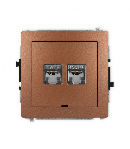 DECO Mechanizm gniazda komputerowego podwójnego 2xRJ45, kat. 6, ekranowane, 8-stykowy, bez pola opisowego Karlik 9DGKBO-6