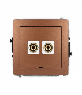 DECO Mechanizm gniazda głośnikowego 1x, bez opisu, bananowe, czerwony i czarny, pozłacany, 4 mm2, do lutowania Karlik 9DGGBO-3