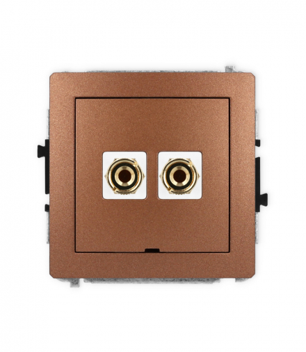 DECO Mechanizm gniazda głośnikowego 1x, bez opisu, bananowe, czerwony i czarny, pozłacany, 4 mm2, do lutowania Karlik 9DGGBO-3