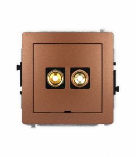 DECO Mechanizm gniazda głośnikowego 1x, bez opisu, bananowe, czerwony i czarny, pozłacany, 4 mm2, skręcany Karlik 9DGGBO-4