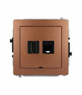 DECO Mechanizm gniazda pojedynczego HDMI 2.0 + gniazda komp. poj. 1xRJ45, kat. 5e, 8-stykowy, bez pola opisowego Karlik 9DGHKBO