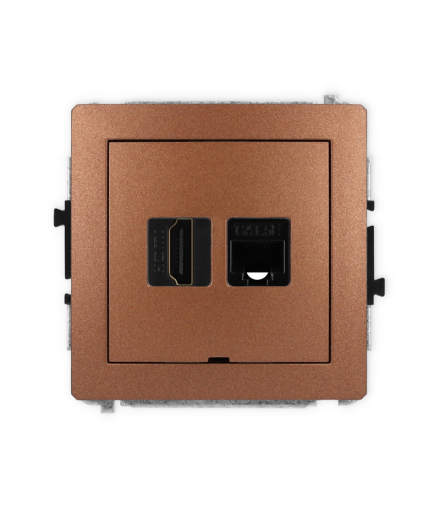 DECO Mechanizm gniazda pojedynczego HDMI 2.0 + gniazda komp. poj. 1xRJ45, kat. 5e, 8-stykowy, bez pola opisowego Karlik 9DGHKBO