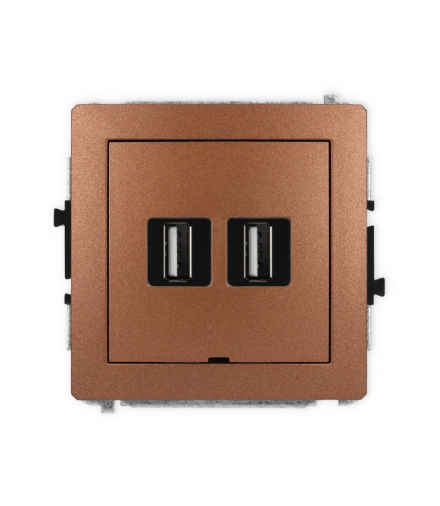 DECO Mechanizm gniazda podwójnego 2xUSB A-A 2.0, bez pola opisowego Karlik 9DGUSBBO-2