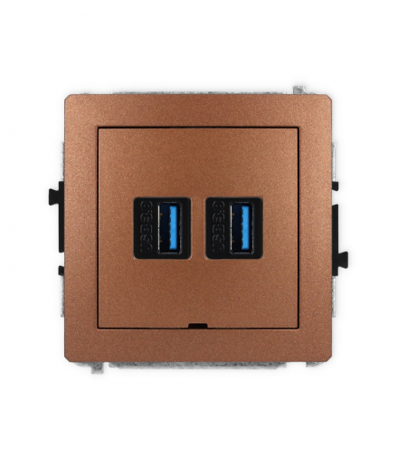 DECO Mechanizm gniazda podwójnego 2xUSB A-A 3.0, bez pola opisowego Karlik 9DGUSBBO-6