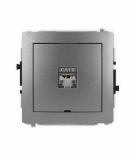 DECO Mechanizm gniazda komputerowego pojedynczego 1xRJ45, kat. 5e, ekranowane, 8-stykowy, bez pola opisowego Karlik 11DGKBO-1e