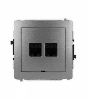 DECO Mechanizm gniazda komputerowego podwójnego 2xRJ45, kat. 6, 8-stykowy, bez pola opisowego Karlik 11DGKBO-4