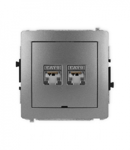 DECO Mechanizm gniazda komputerowego podwójnego 2xRJ45, kat. 6, ekranowane, 8-stykowy, bez pola opisowego Karlik 11DGKBO-6