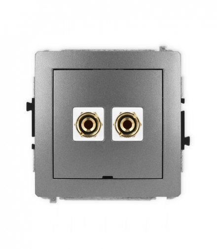 DECO Mechanizm gniazda głośnikowego 1x, bez opisu, bananowe, czerwony i czarny, pozłacany, 4 mm2, do lutowania Karlik 11DGGBO-3