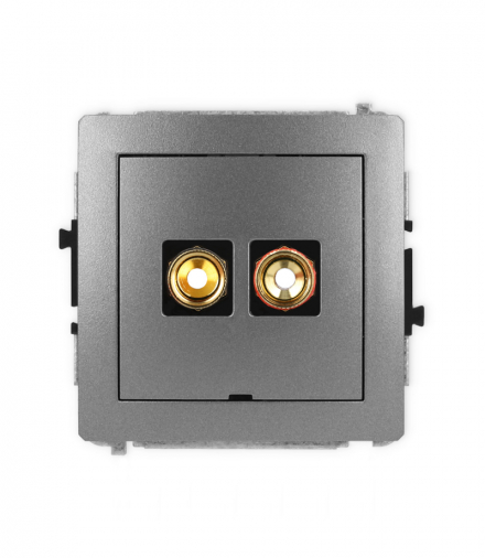 DECO Mechanizm gniazda głośnikowego 1x, bez opisu, bananowe, czerwony i czarny, pozłacany, 4 mm2, skręcany Karlik 11DGGBO-4