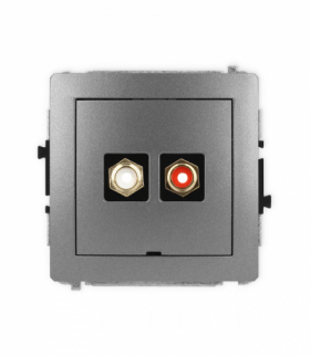 DECO Mechanizm gniazda podwójnego RCA, bez pola opisowego (typu cinch - biały i czerwony, pozłacany) Karlik 11DGRCABO-2