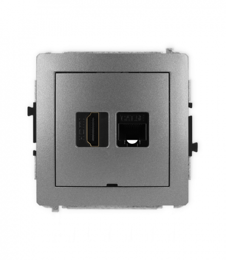 DECO Mechanizm gniazda pojedynczego HDMI 2.0 + gniazda komp. poj. 1xRJ45, kat. 5e, 8-stykowy, bez pola opisowego Karlik 11DGHKBO