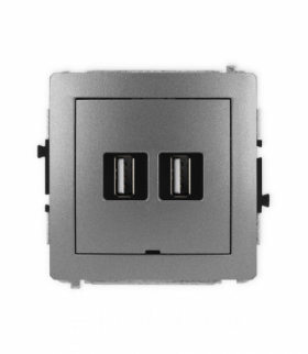 DECO Mechanizm gniazda podwójnego 2xUSB A-A 2.0, bez pola opisowego Karlik 11DGUSBBO-2