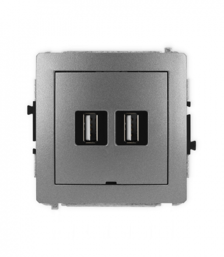 DECO Mechanizm gniazda podwójnego 2xUSB A-A 2.0, bez pola opisowego Karlik 11DGUSBBO-2
