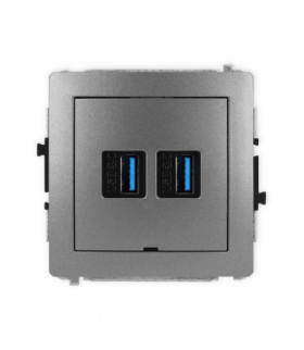 DECO Mechanizm gniazda podwójnego 2xUSB A-A 3.0, bez pola opisowego Karlik 11DGUSBBO-6