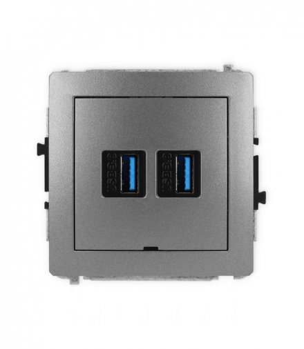 DECO Mechanizm gniazda podwójnego 2xUSB A-A 3.0, bez pola opisowego Karlik 11DGUSBBO-6