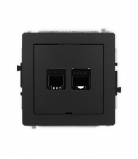 DECO Mechanizm gniazda telefonicznego 1xRJ11 i komputerowego 1xRJ45, kat. 5e, beznarzędziowe, bez pola opisowego Karlik 12DGTKBO