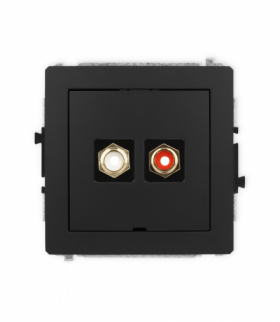 DECO Mechanizm gniazda podwójnego RCA, bez pola opisowego (typu cinch - biały i czerwony, pozłacany) Karlik 12DGRCABO-2