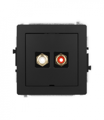 DECO Mechanizm gniazda podwójnego RCA, bez pola opisowego (typu cinch - biały i czerwony, pozłacany) Karlik 12DGRCABO-2