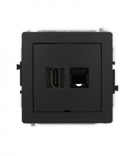 DECO Mechanizm gniazda pojedynczego HDMI 2.0 + gniazda komp. poj. 1xRJ45, kat. 5e, 8-stykowy, bez pola opisowego Karlik 12DGHKBO