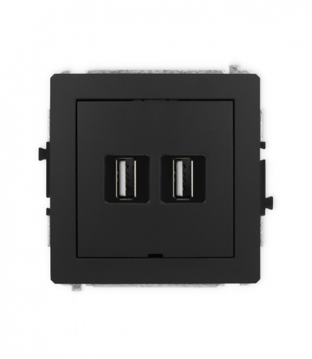 DECO Mechanizm gniazda podwójnego 2xUSB A-A 2.0, bez pola opisowego Karlik 12DGUSBBO-2