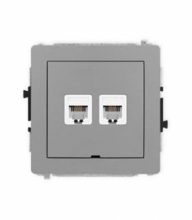 DECO Mechanizm gniazda telefonicznego podwójnego 2xRJ11, 4-stykowy, beznarzędziowe, bez pola opisowego Karlik 27DGTBO-2