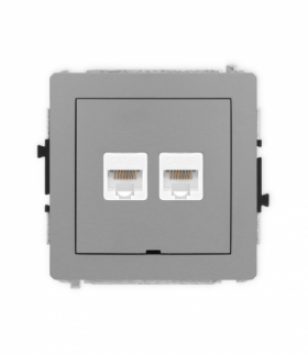 DECO Mechanizm gniazda komputerowego podwójnego 2xRJ45, kat. 5e, 8-stykowy, bez pola opisowego Karlik 27DGKBO-2