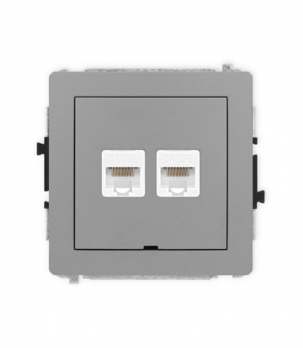 DECO Mechanizm gniazda komputerowego podwójnego 2xRJ45, kat. 5e, 8-stykowy, bez pola opisowego Karlik 27DGKBO-2