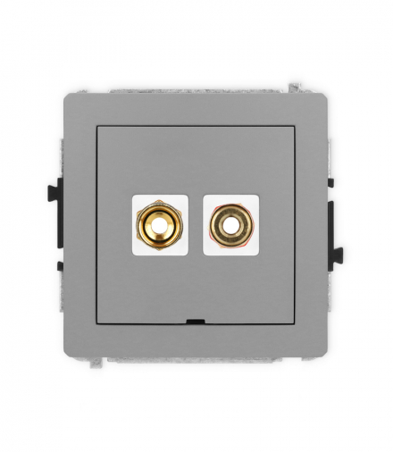 DECO Mechanizm gniazda głośnikowego 1x, bez opisu, bananowe, czerwony i czarny, pozłacany, 4 mm2, skręcany Karlik 27DGGBO-4