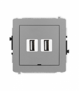DECO Mechanizm gniazda podwójnego 2xUSB A-A 2.0, bez pola opisowego Karlik 27DGUSBBO-2