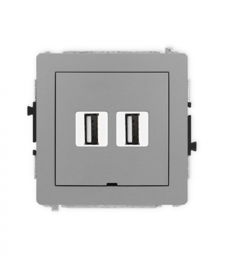 DECO Mechanizm gniazda podwójnego 2xUSB A-A 2.0, bez pola opisowego Karlik 27DGUSBBO-2