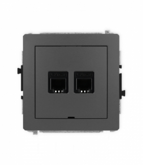 DECO Mechanizm gniazda telefonicznego podwójnego 2xRJ11, 4-stykowy, beznarzędziowe, bez pola opisowego Karlik 28DGTBO-2