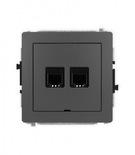 DECO Mechanizm gniazda telefonicznego podwójnego 2xRJ11, 4-stykowy, beznarzędziowe, bez pola opisowego Karlik 28DGTBO-2