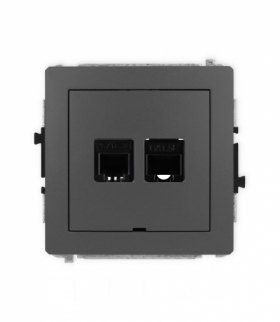 DECO Mechanizm gniazda telefonicznego 1xRJ11 i komputerowego 1xRJ45, kat. 5e, beznarzędziowe, bez pola opisowego Karlik 28DGTKBO