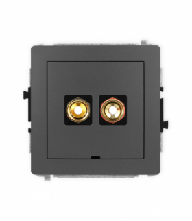 DECO Mechanizm gniazda głośnikowego 1x, bez opisu, bananowe, czerwony i czarny, pozłacany, 4 mm2, skręcany Karlik 28DGGBO-4